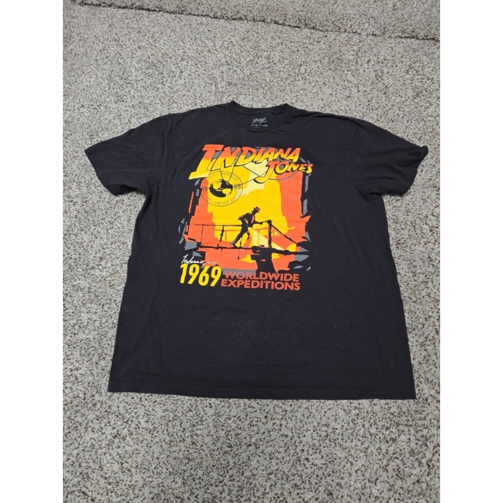 Indiana‎ Jones Graphic T-Shirt Worldwide Expeditions Black XL